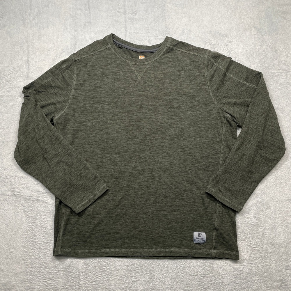 Rugged Elements Shirt Mens Small Olive Green Heathered Long Sleeve Utility Top